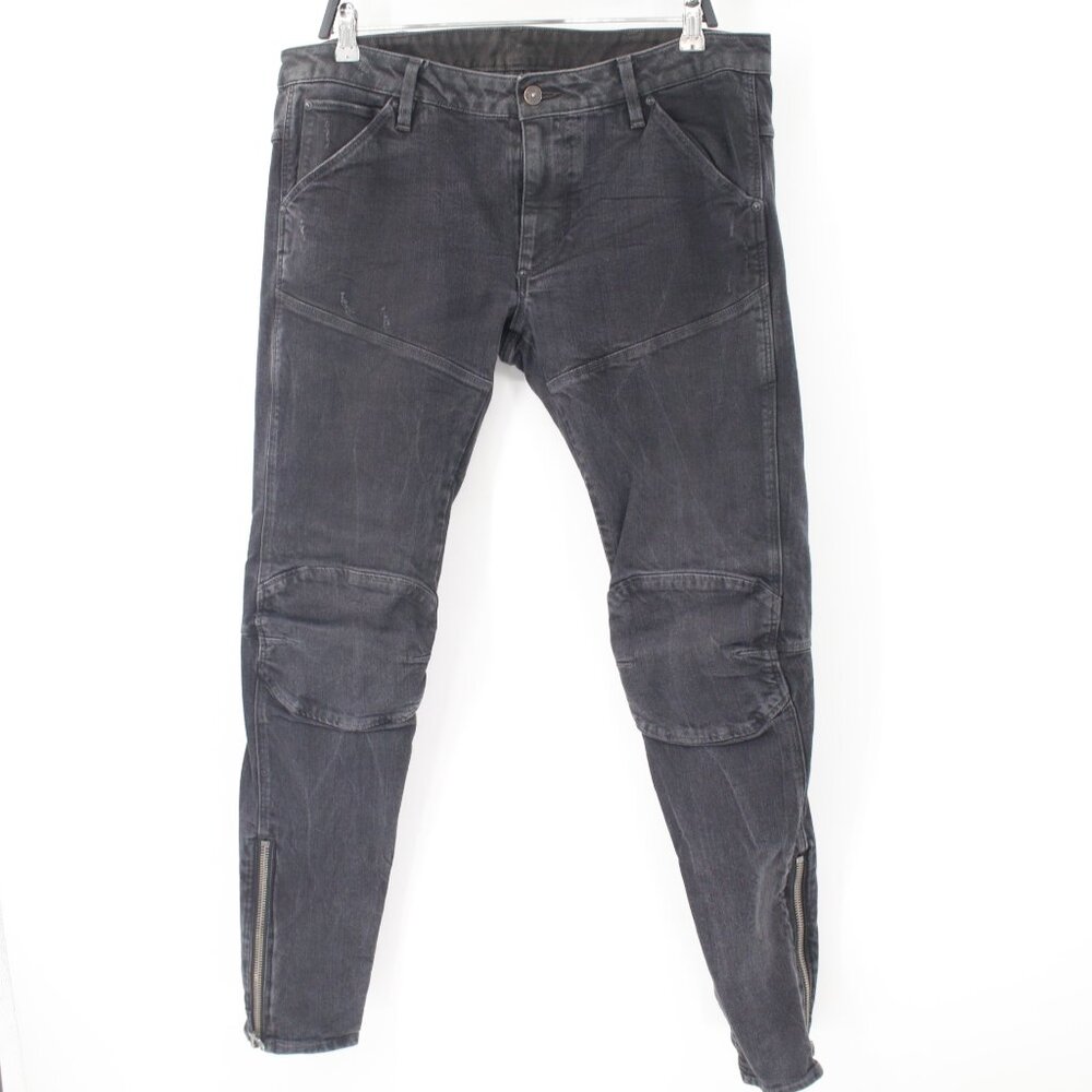 G Star Raw Jeans Men’s 36 faded Black Thys 5620 3D Super Slim Ankle Zip Denim